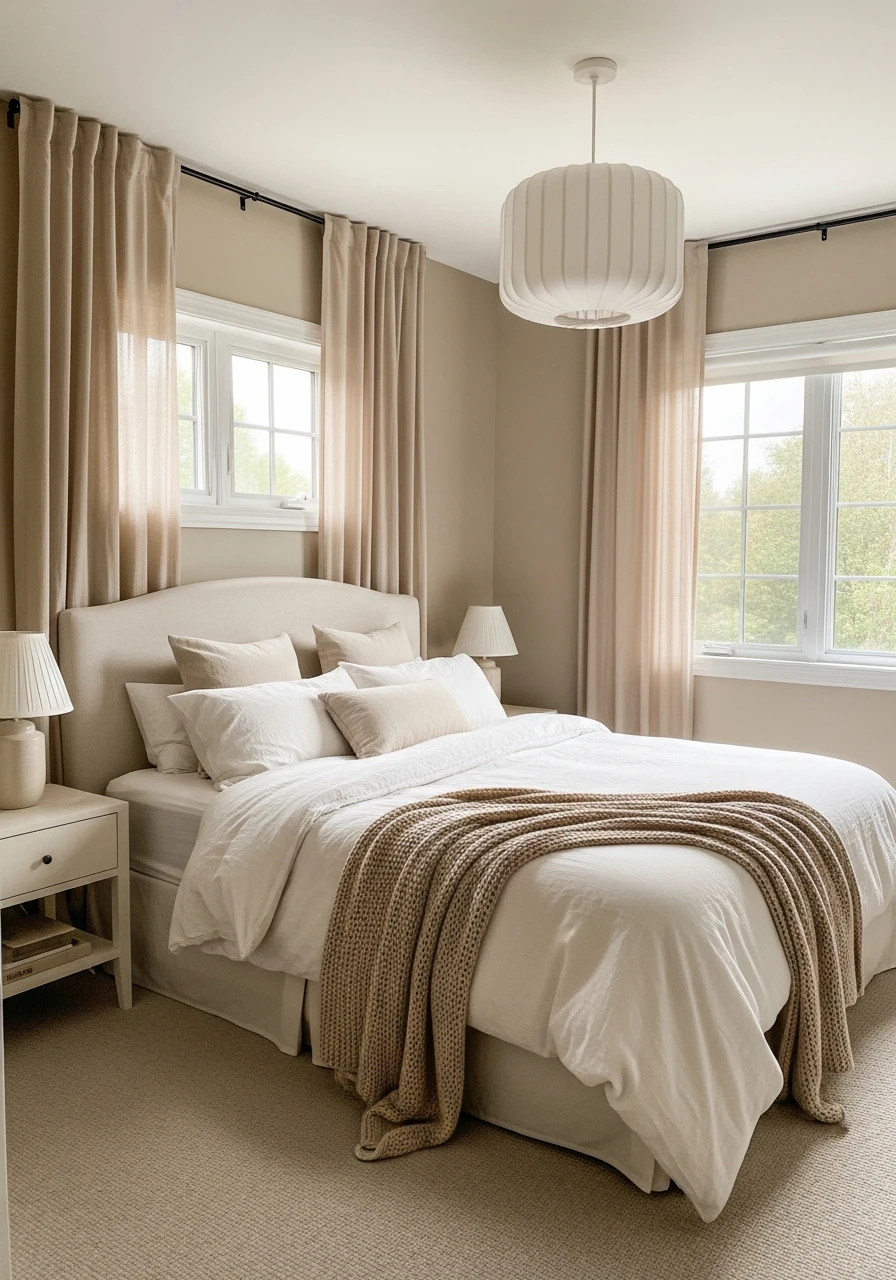 Warm Beige Seamless Hue - color drenching bedroom