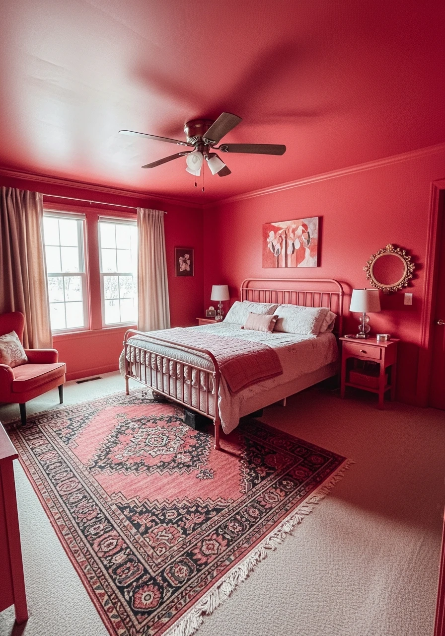 Raspberry or Berry Tone - color drenching bedroom