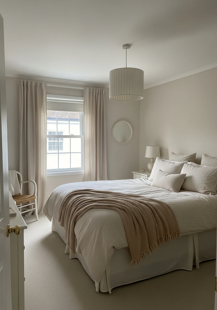 Neutral Beige and Clay - color drenching bedroom