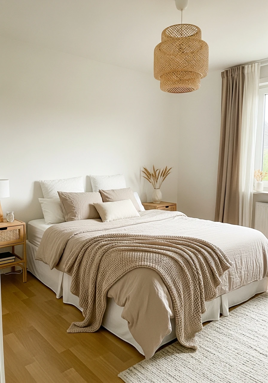 Warm Wheat and Taupe - color drenching bedroom