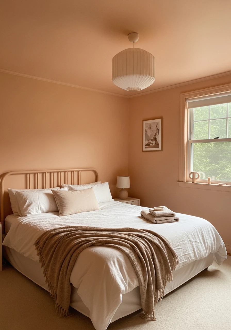 Muted Peach Surround - color drenching bedroom