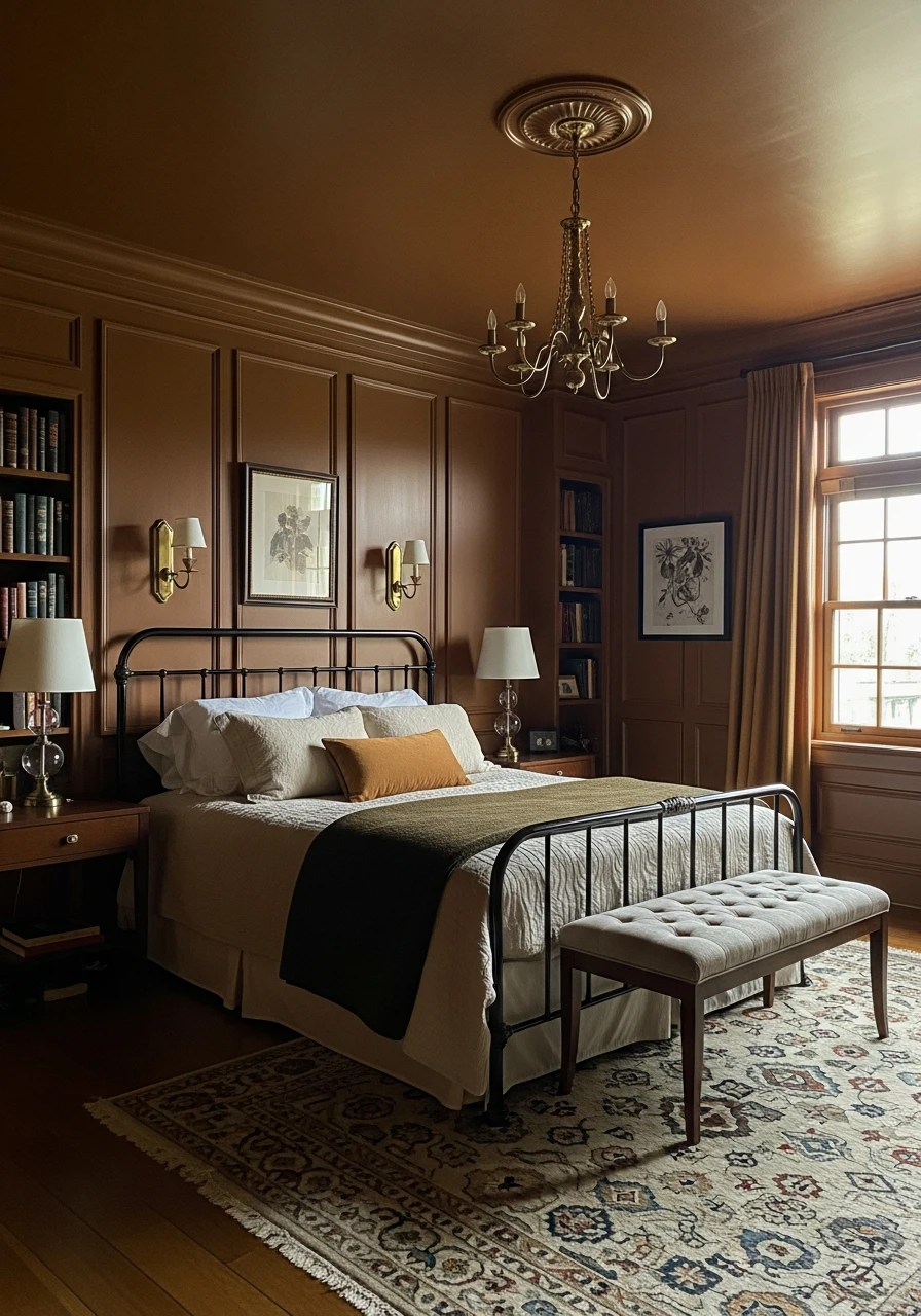 Amber Brown Saturation - color drenching bedroom