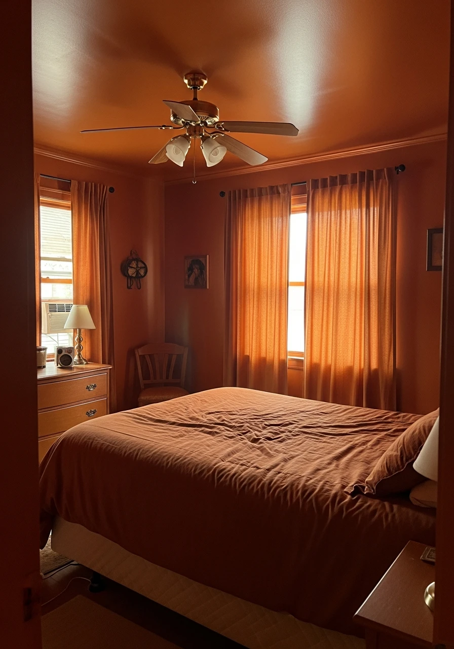 Warm Cinnamon Wrap - color drenching bedroom