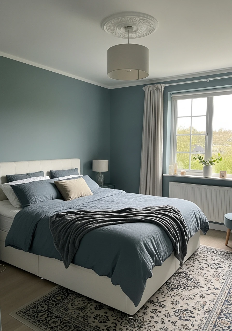 Dusty Teal Room - color drenching bedroom