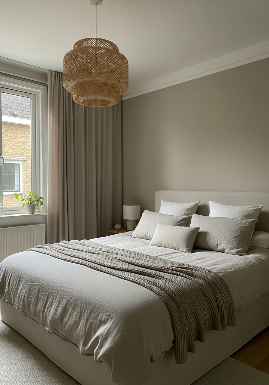 Muted Mushroom Taupe - color drenching bedroom