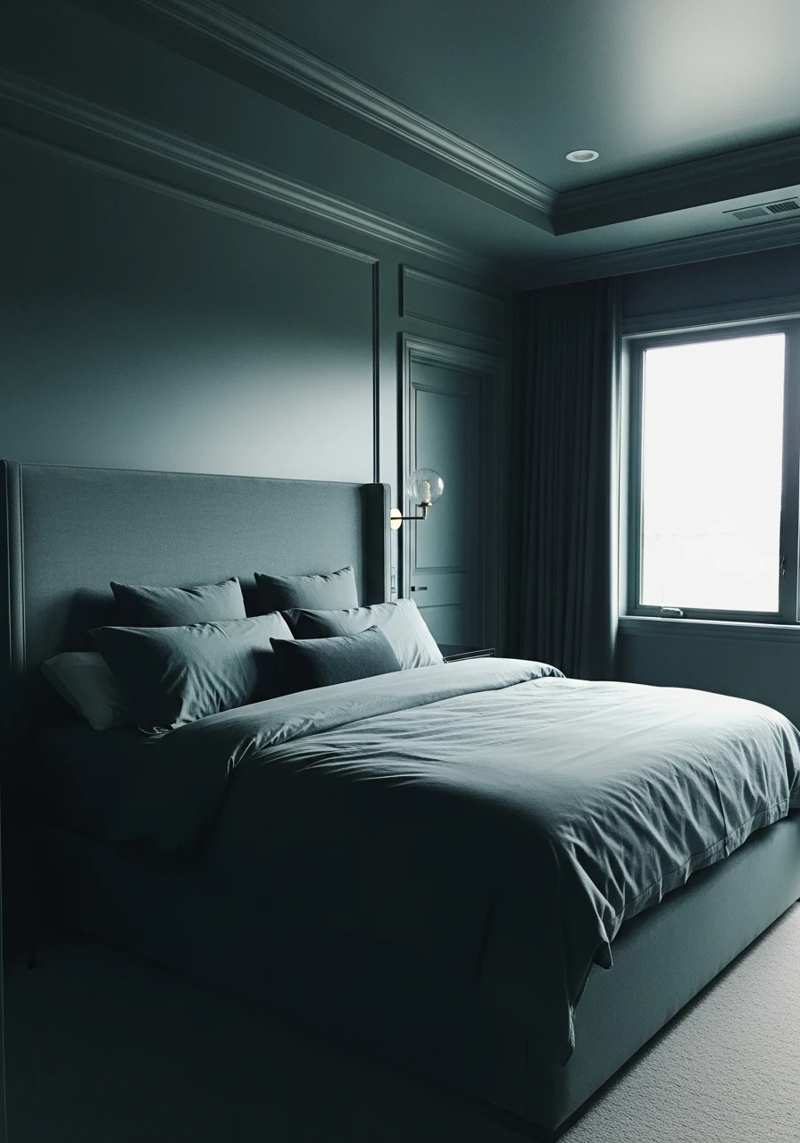 Smoky Jade Bedroom Scheme - color drenching bedroom