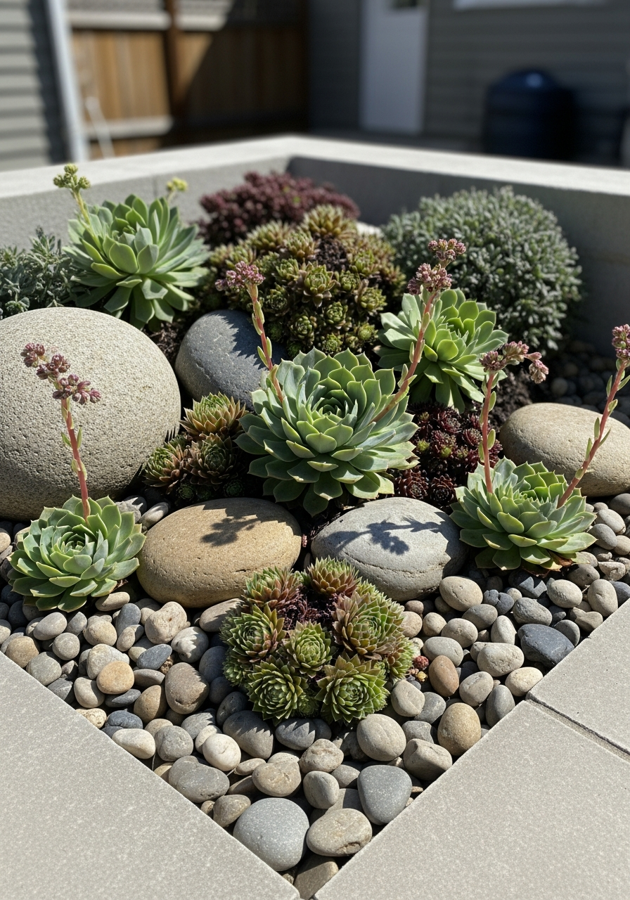 3. Rocks and Succulents Garden