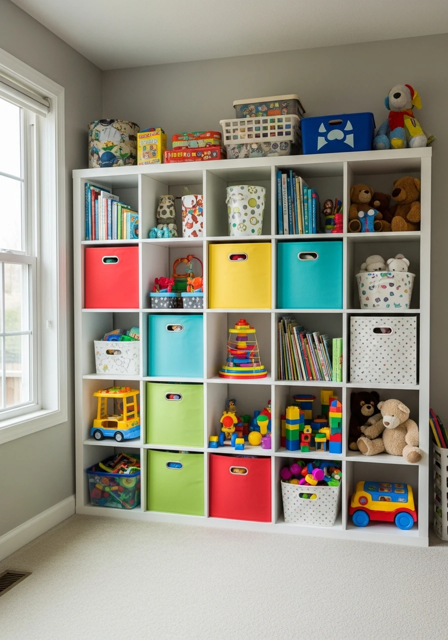 Organized Playroom Wall - 34 Genius Cube Storage Ideas for a High-End Look