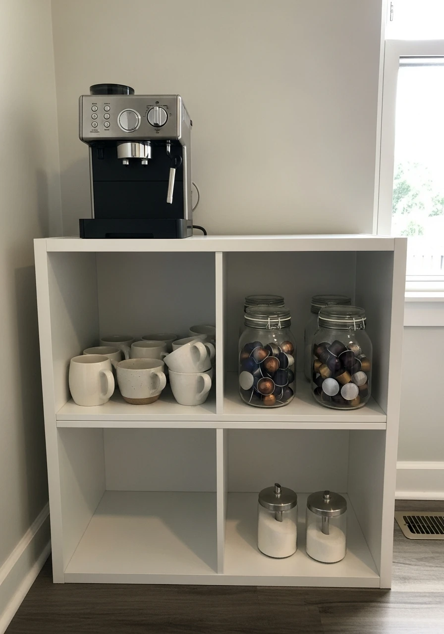 Home Coffee Station - 34 Genius Cube Storage Ideas for a High-End Look