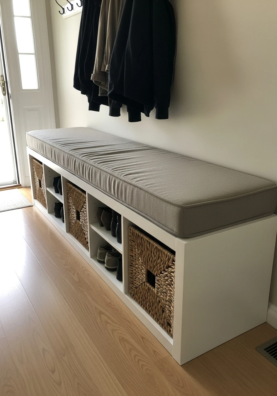 Entryway Bench Hack - 34 Genius Cube Storage Ideas for a High-End Look