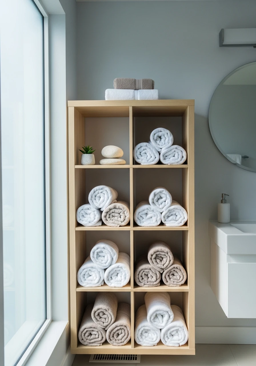 Bathroom Towel Storage - 34 Genius Cube Storage Ideas for a High-End Look