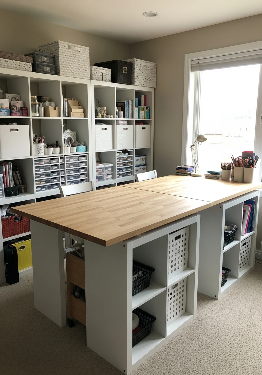 Large Craft Island - 34 Genius Cube Storage Ideas for a High-End Look