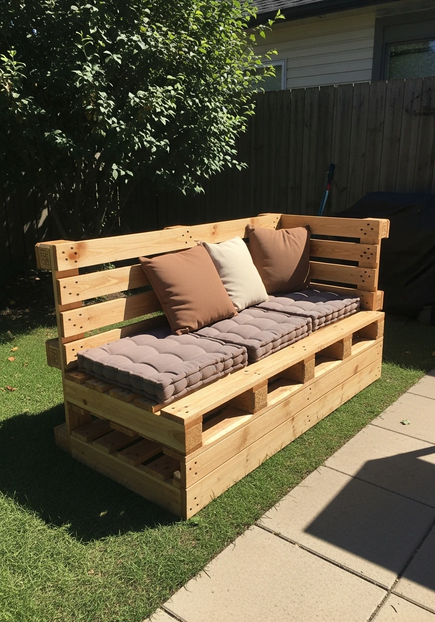 Pallet Wood Bench Seating - 50 Easy DIY Backyard Ideas to Create Your Dream Outdoor Space