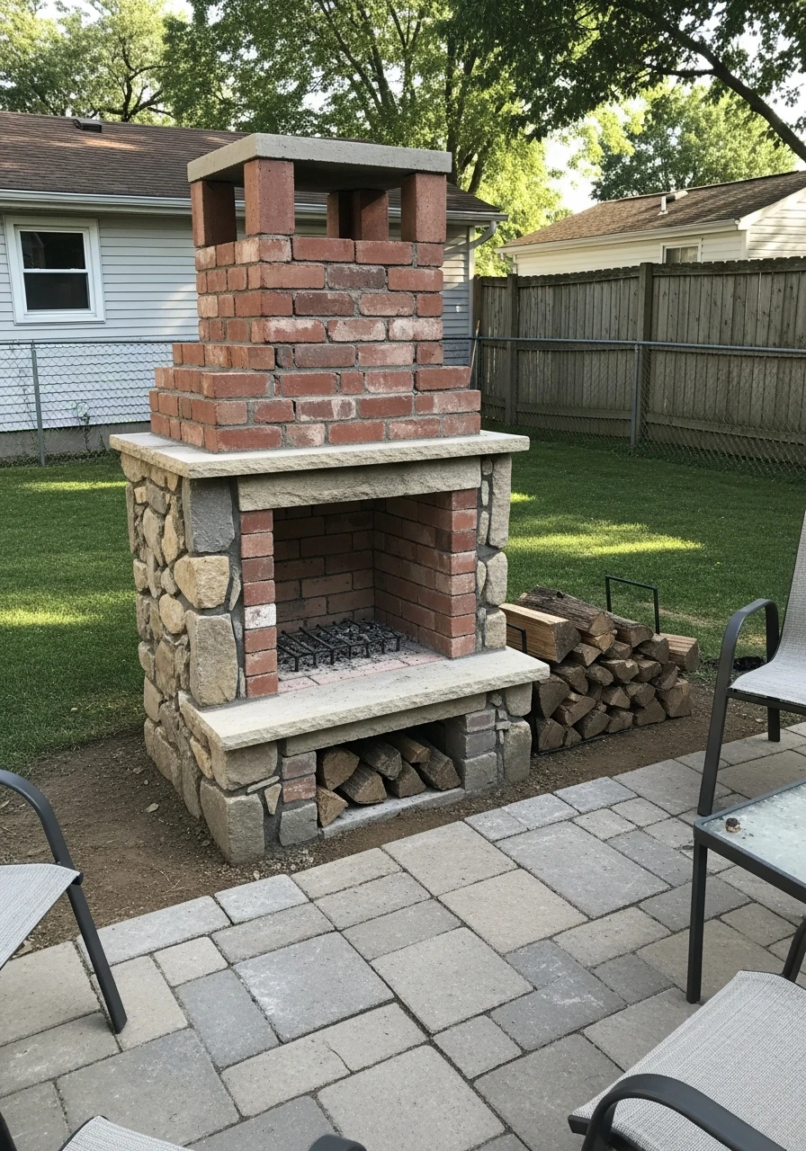 Outdoor Fireplace - 50 Easy DIY Backyard Ideas to Create Your Dream Outdoor Space