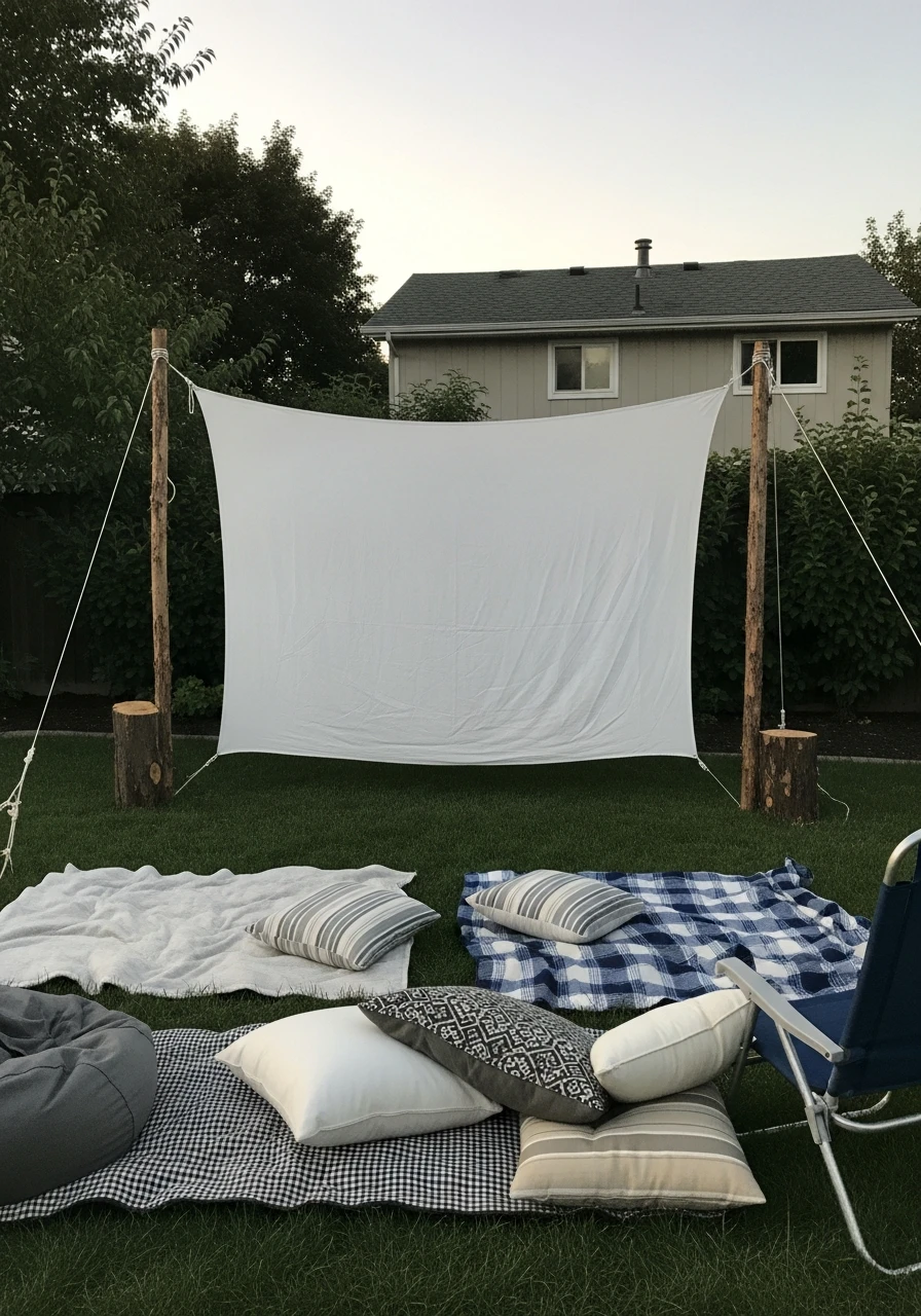 Outdoor Movie Screen - 50 Easy DIY Backyard Ideas to Create Your Dream Outdoor Space
