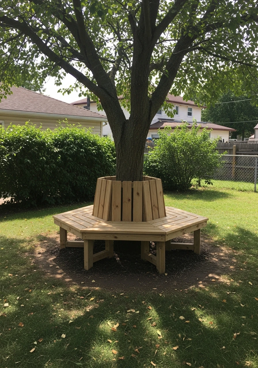 Bench Around a Tree - 50 Easy DIY Backyard Ideas to Create Your Dream Outdoor Space