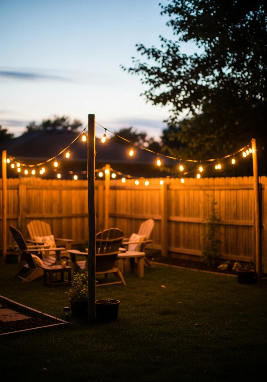 String Lights Glow - 50 Easy DIY Backyard Ideas to Create Your Dream Outdoor Space