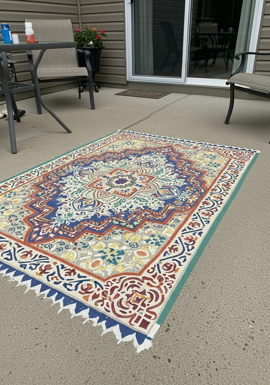 Painted Patio Rug - 50 Easy DIY Backyard Ideas to Create Your Dream Outdoor Space