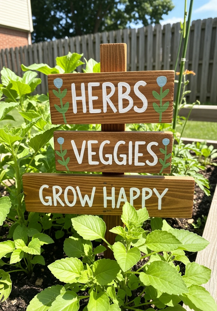 Garden Message Signs - 50 Easy DIY Backyard Ideas to Create Your Dream Outdoor Space
