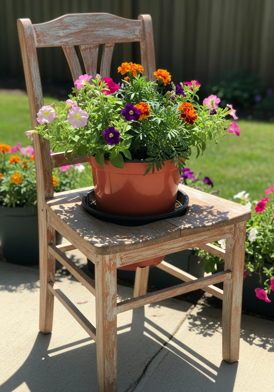 Chair Planters - 50 Easy DIY Backyard Ideas to Create Your Dream Outdoor Space