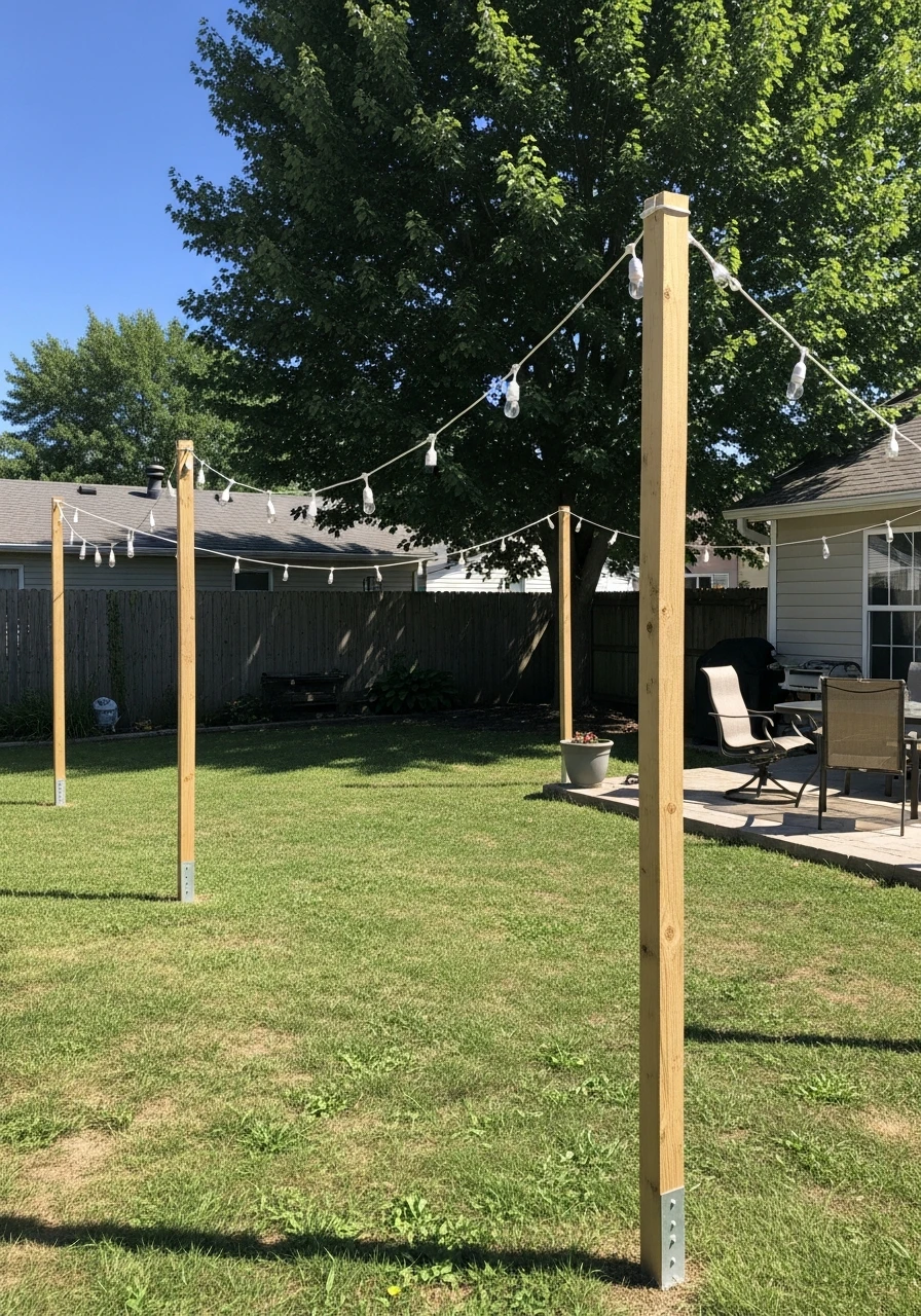 Hang String Lights Easily - 50 Easy DIY Backyard Ideas to Create Your Dream Outdoor Space