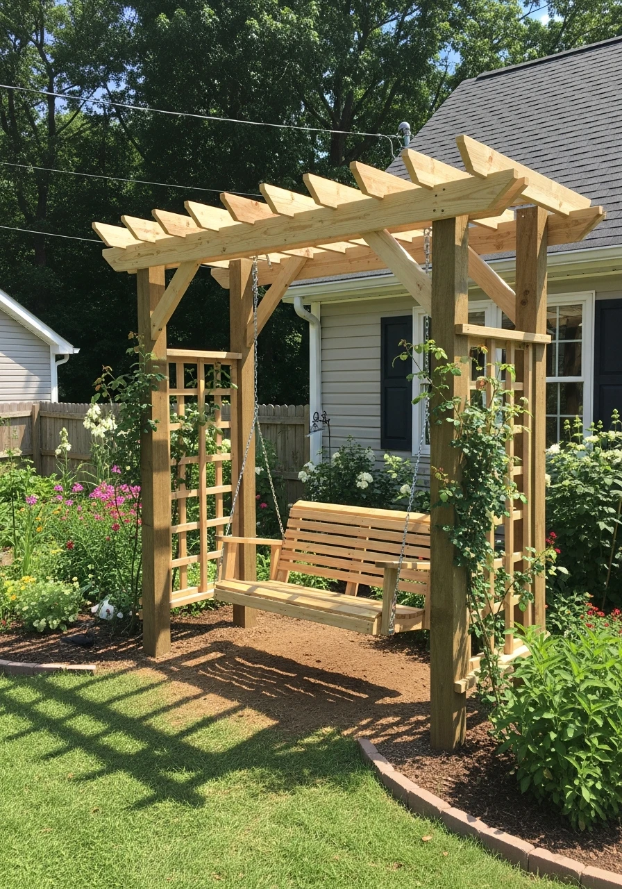 Arbor with Swing - 50 Easy DIY Backyard Ideas to Create Your Dream Outdoor Space