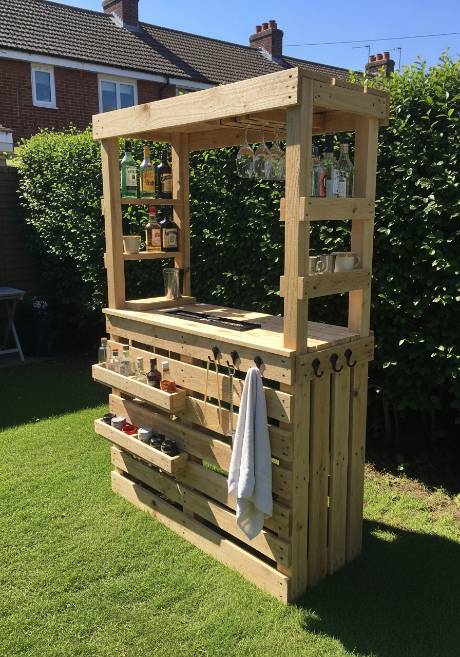 Backyard Bar Station - 50 Easy DIY Backyard Ideas to Create Your Dream Outdoor Space