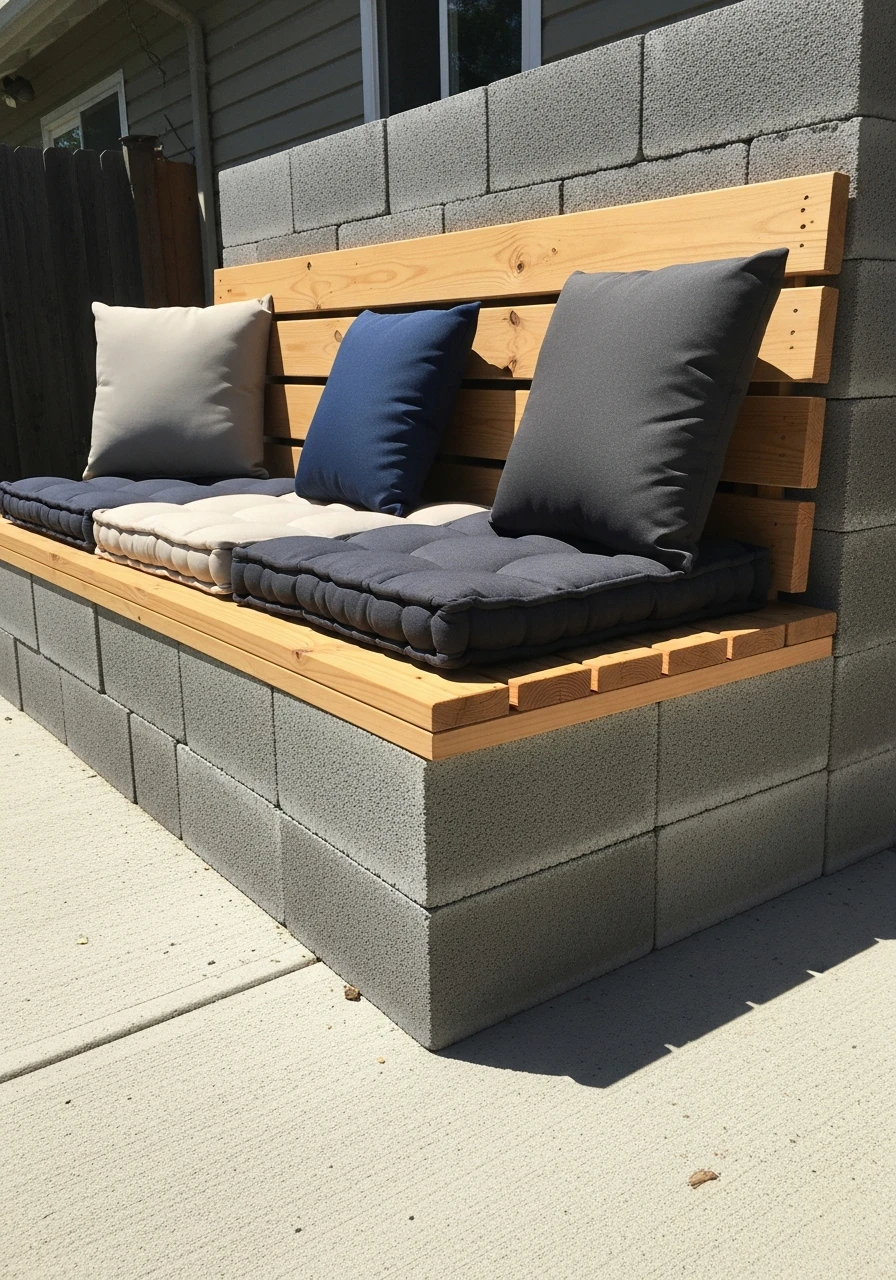 Cinder Block Sofa - 50 Easy DIY Backyard Ideas to Create Your Dream Outdoor Space