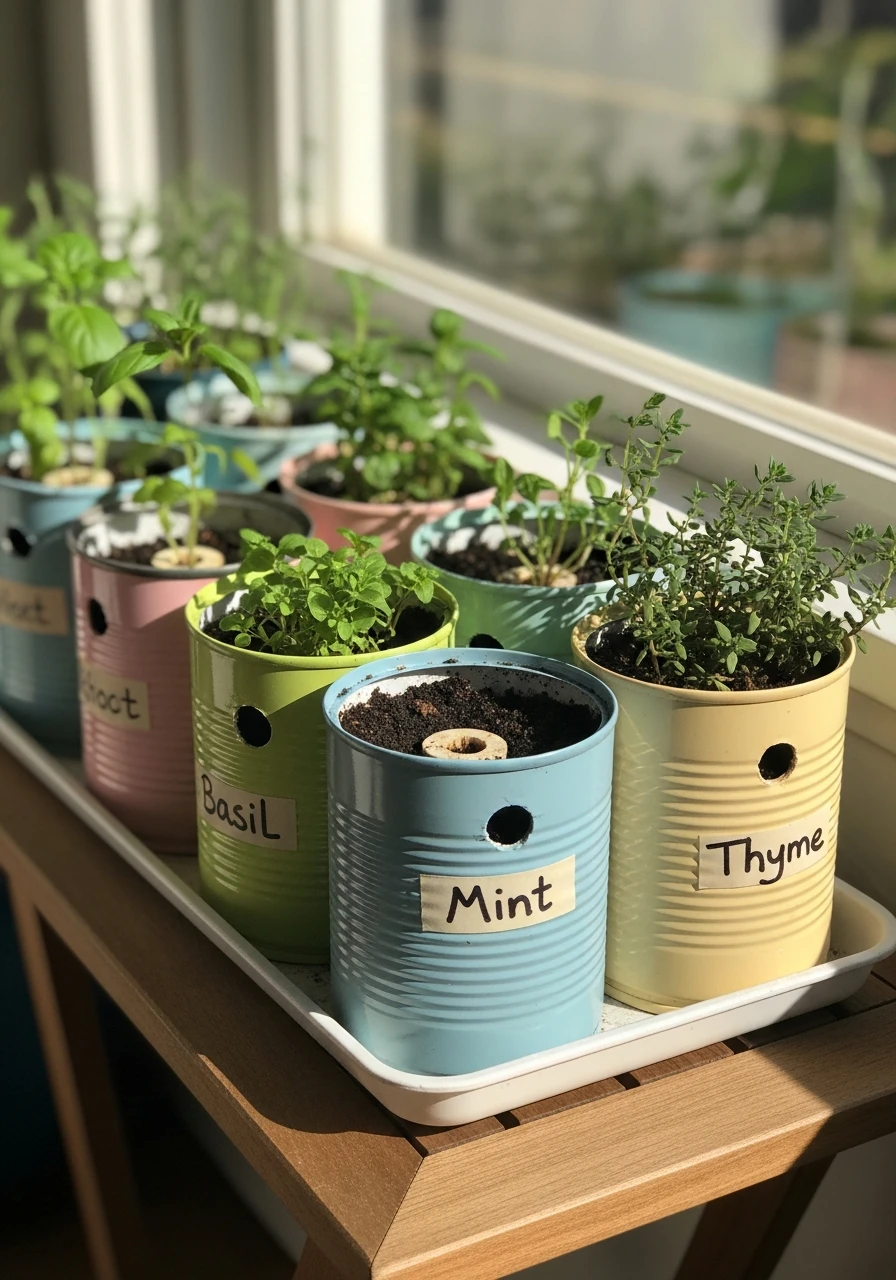 Tin Can Herb Garden - 45 Genius DIY Garden Ideas to Spruce Up Your Yard