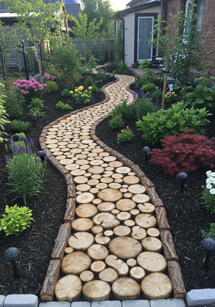 Log Slice Pathway - 45 Genius DIY Garden Ideas to Spruce Up Your Yard