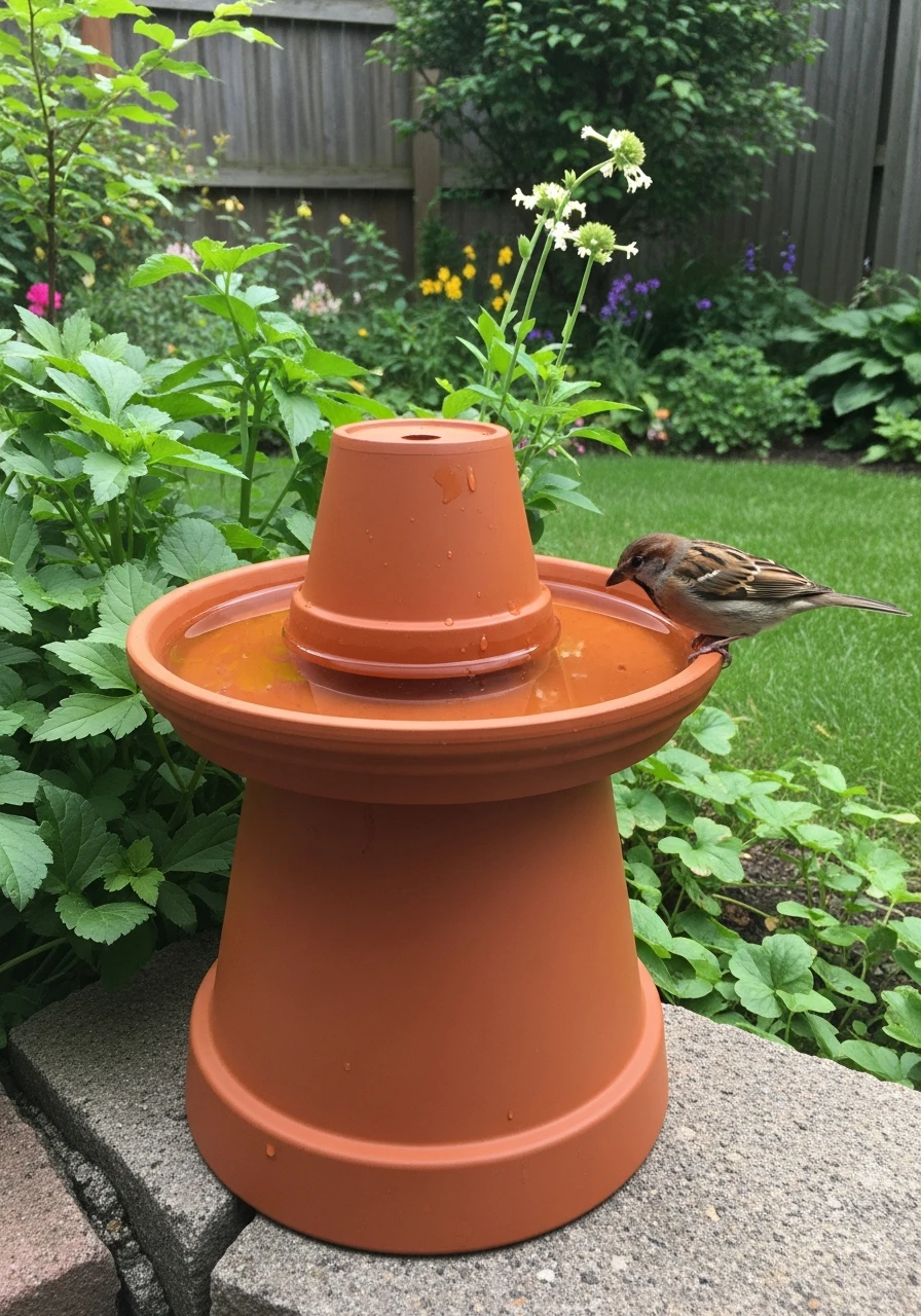 Bird Bath from Terra Cotta - 45 Genius DIY Garden Ideas to Spruce Up Your Yard