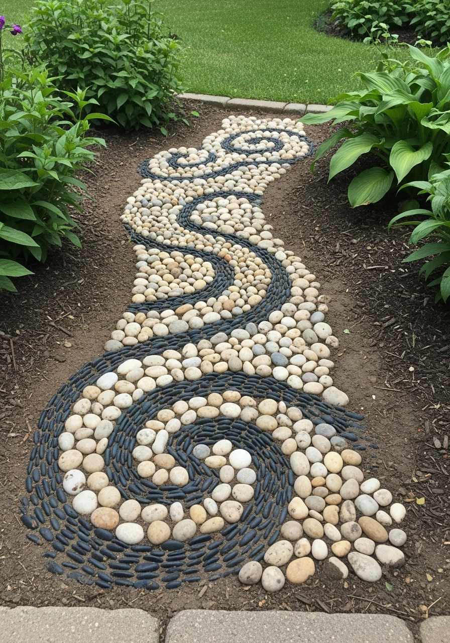 Pebble Mosaic Path - 45 Genius DIY Garden Ideas to Spruce Up Your Yard