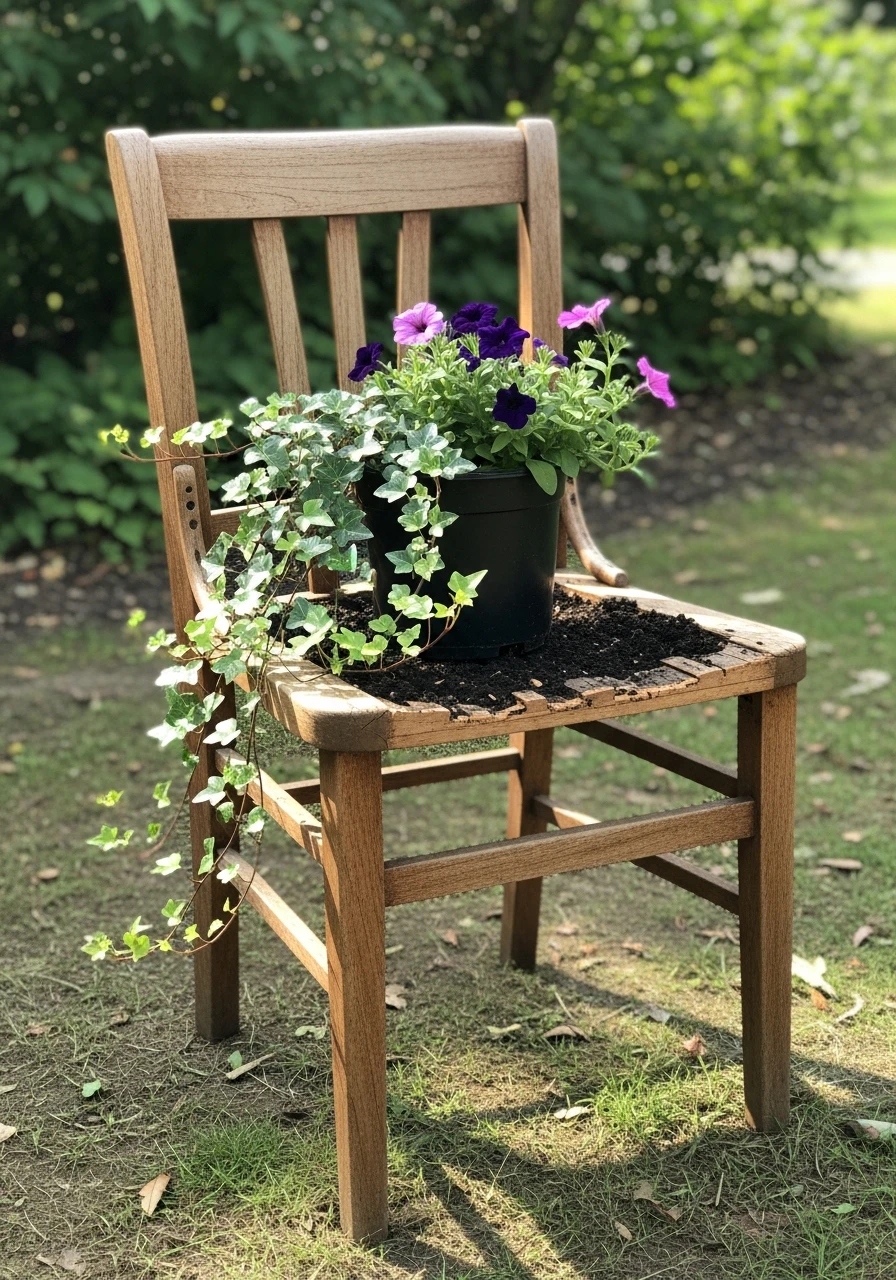 Old Chair Planter - 45 Genius DIY Garden Ideas to Spruce Up Your Yard