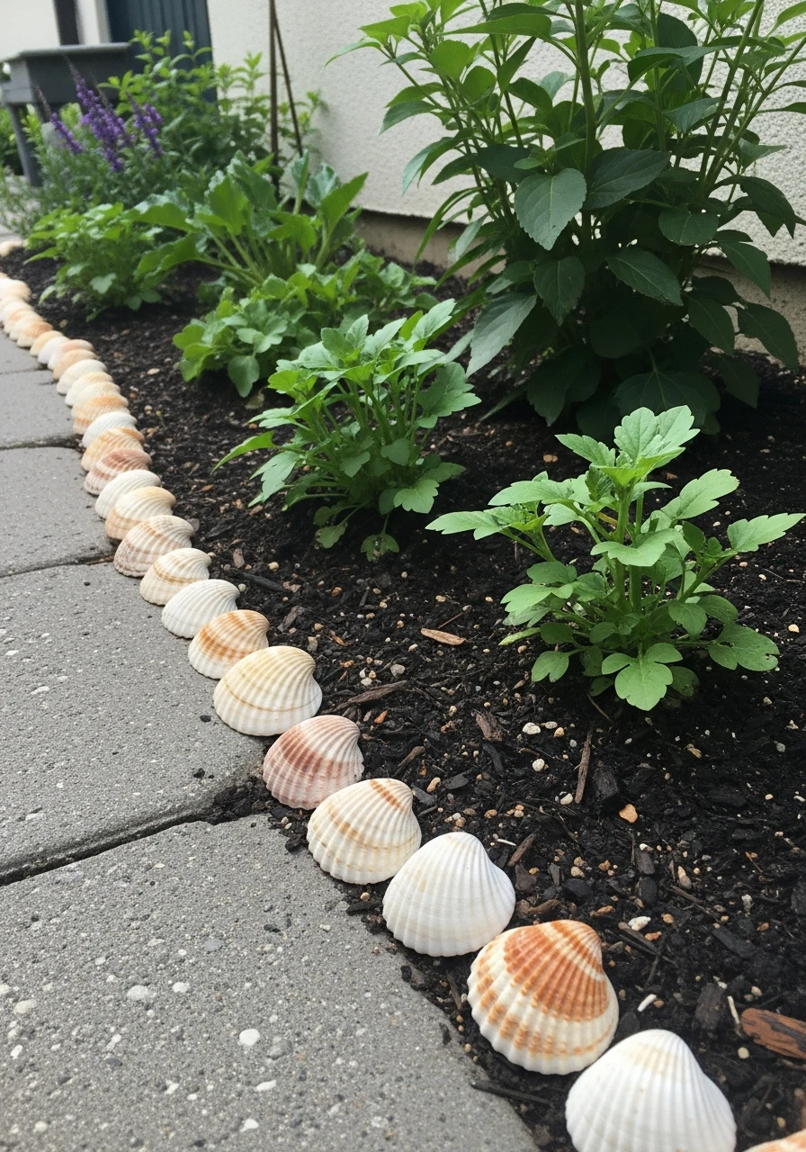 Shell Garden Edging - 45 Genius DIY Garden Ideas to Spruce Up Your Yard