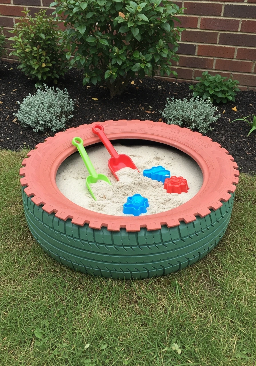 Old Tire Sandbox - 45 Genius DIY Garden Ideas to Spruce Up Your Yard