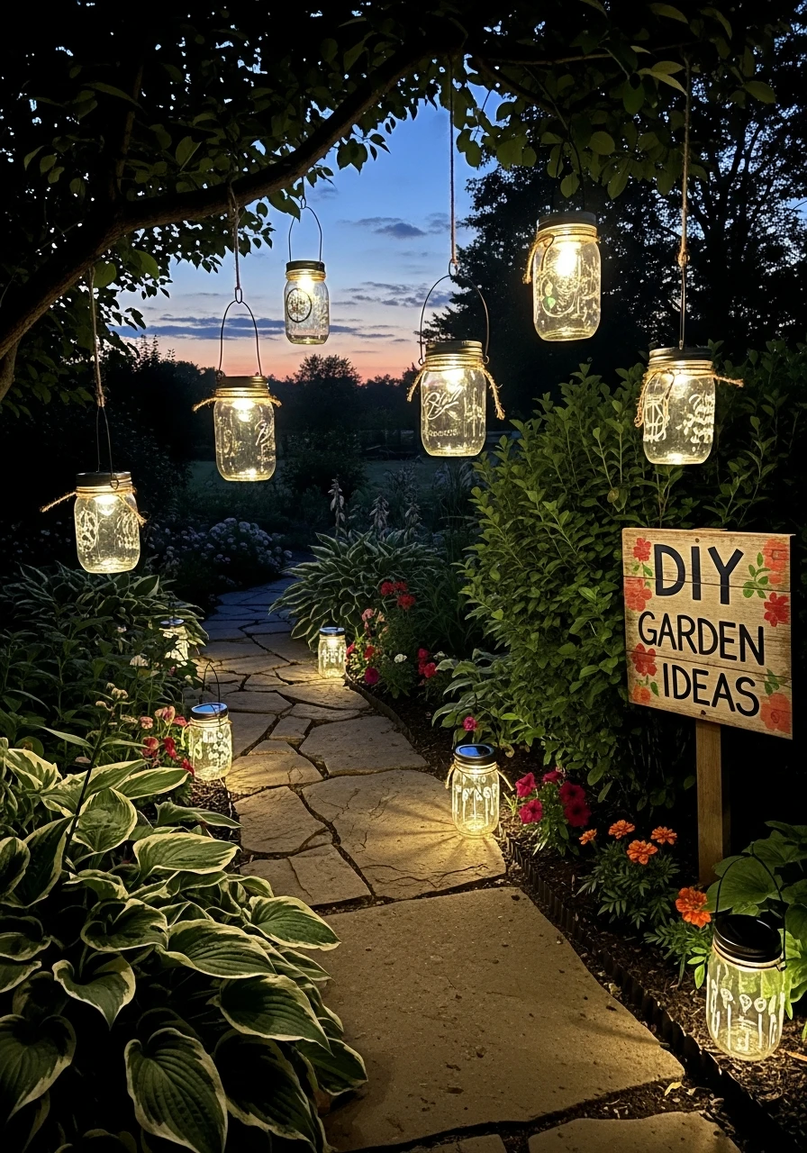 Mason Jar Solar Lights - 45 Genius DIY Garden Ideas to Spruce Up Your Yard