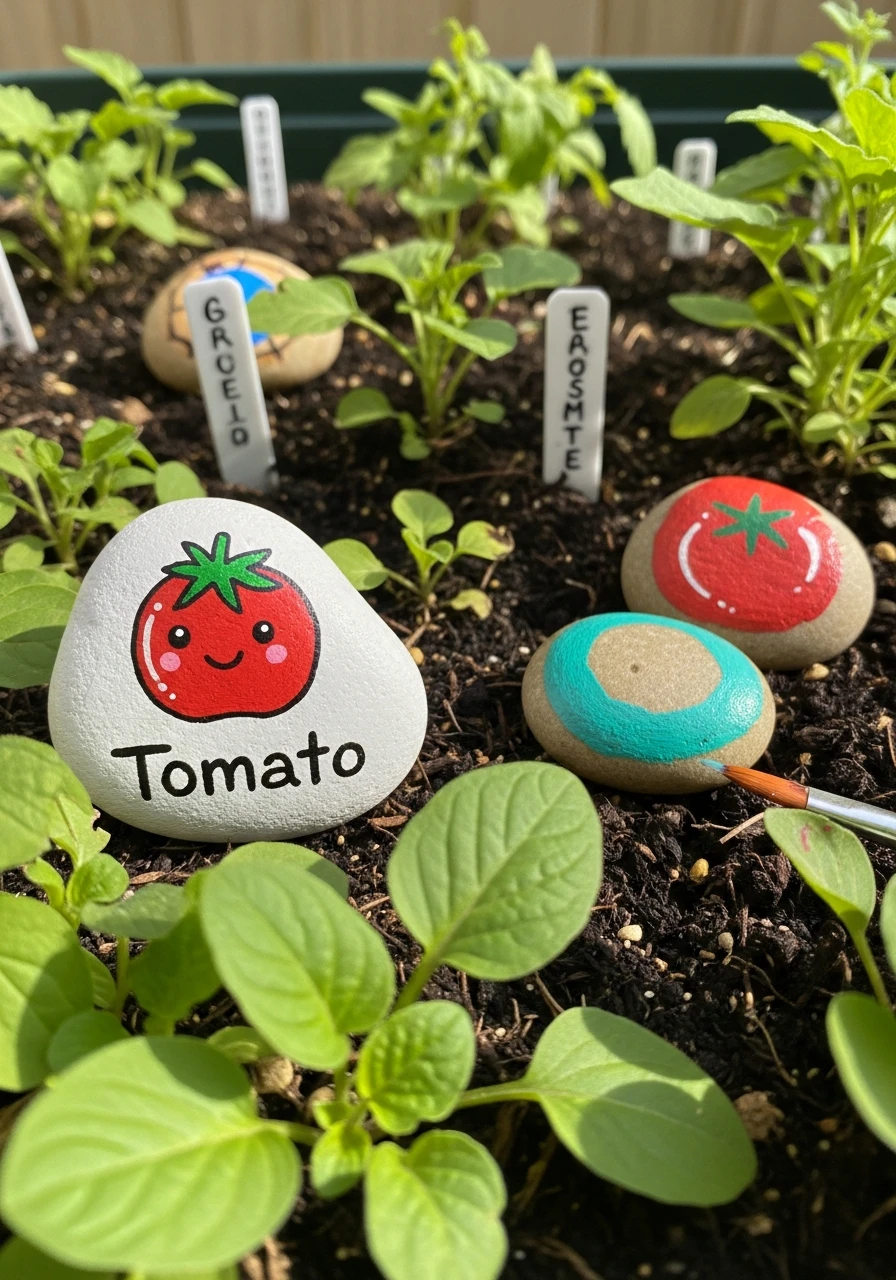 Painted Rock Garden Markers - 45 Genius DIY Garden Ideas to Spruce Up Your Yard