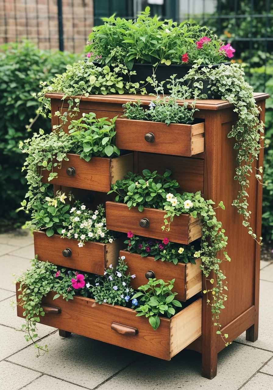 Repurposed Dresser Planter - 45 Genius DIY Garden Ideas to Spruce Up Your Yard
