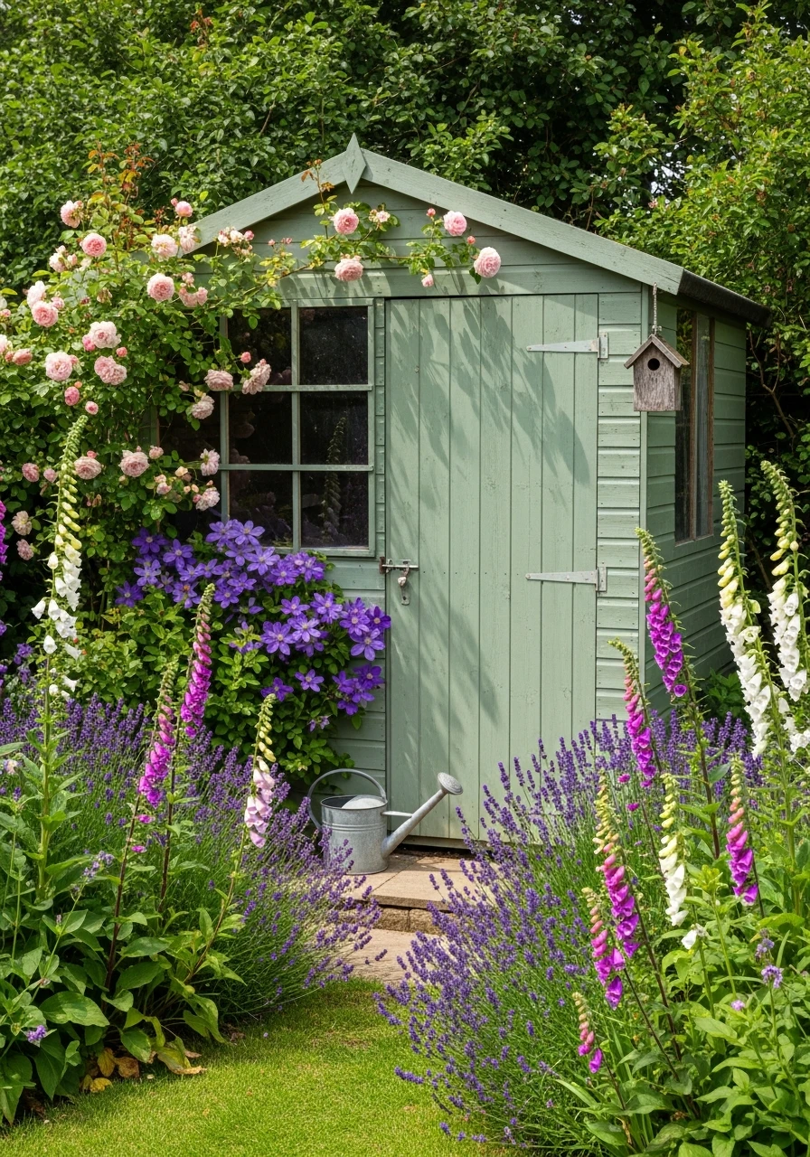 20. Flower Covered Garden Shed