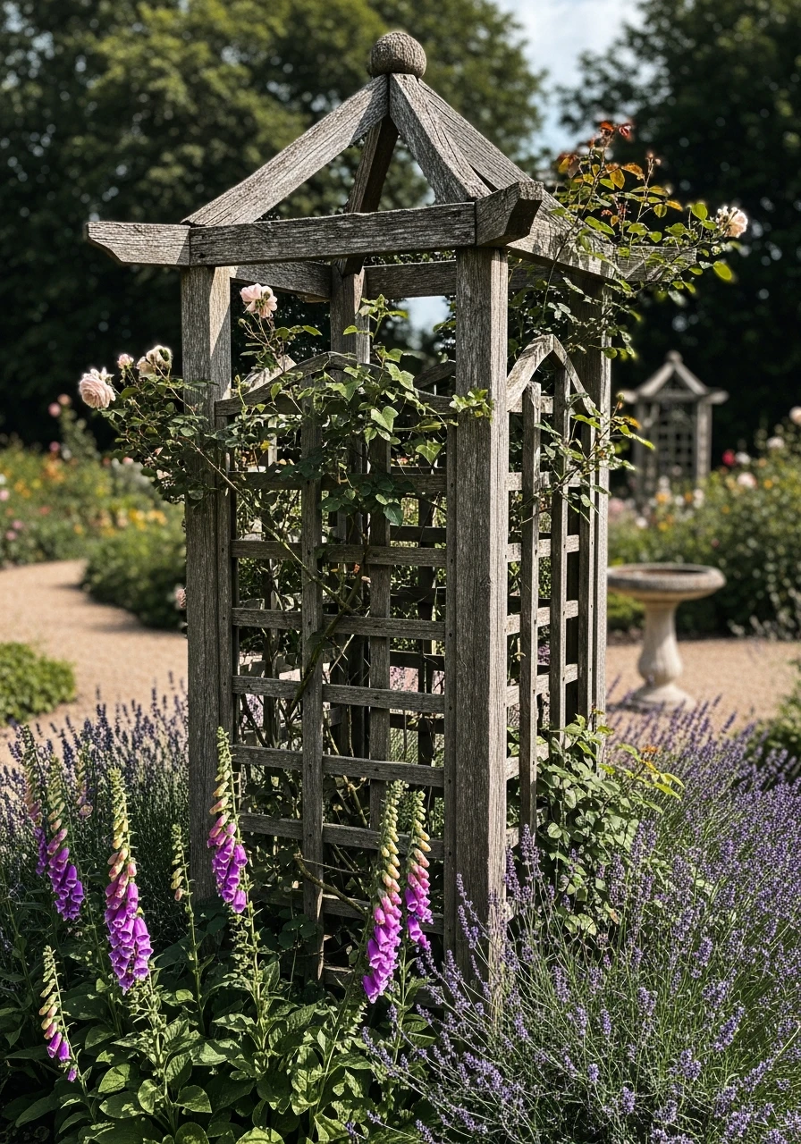 37. Rustic Wooden Trellis Garden