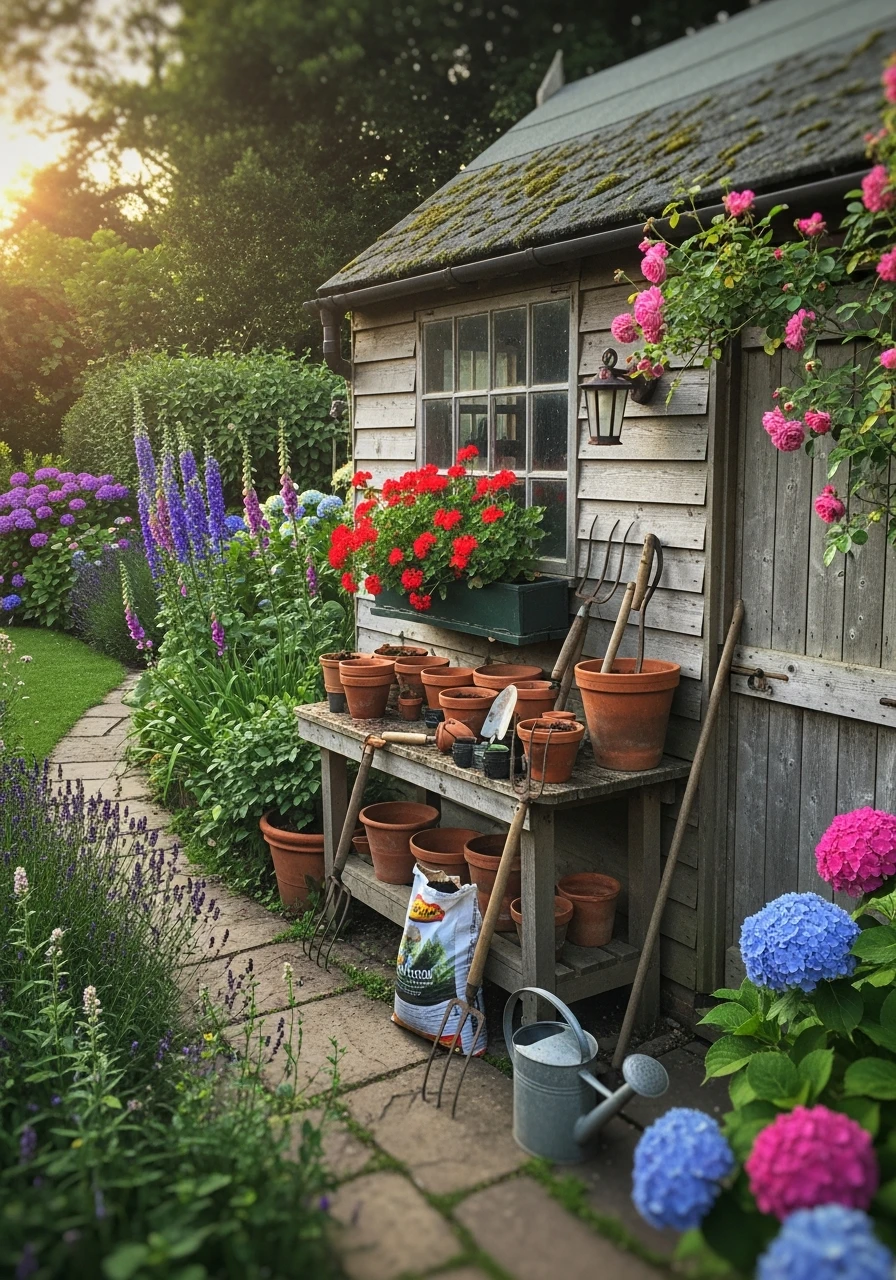 44. Rustic Potting Shed Garden