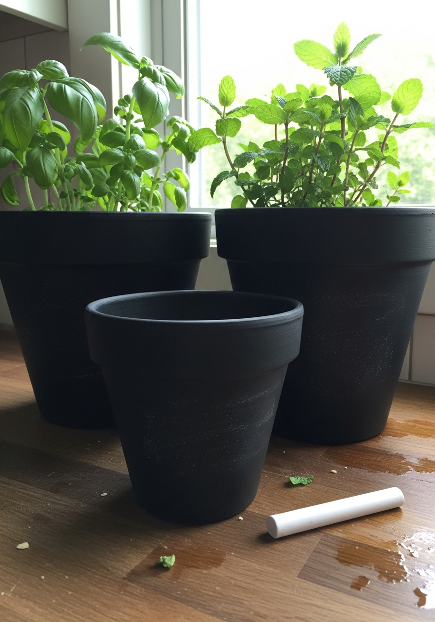 3. Functional Chalkboard Herb Pots