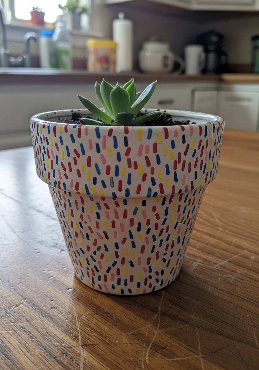 33. Festive Painted Confetti Pot
