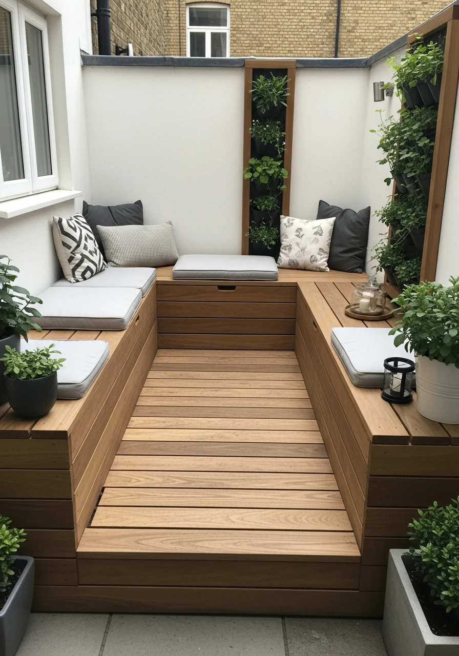 Deck With Built-In Seating - 50 Brilliant Garden Ideas for Small Spaces