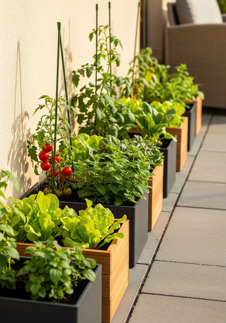Compact Patio Edible Boxes - 50 Brilliant Garden Ideas for Small Spaces