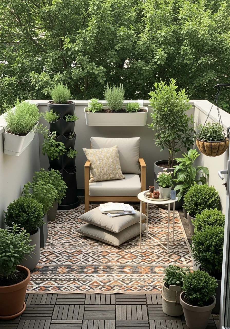 Decorative Outdoor Rugs - 50 Brilliant Garden Ideas for Small Spaces