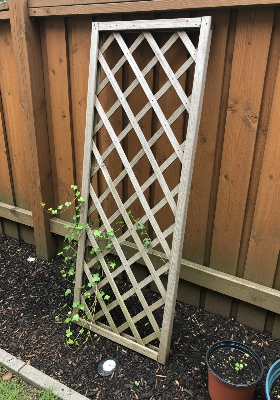 10. Rustic Wooden Garden Trellis