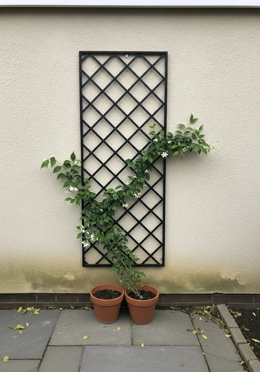 4. Wall-Mounted Trellis Feature