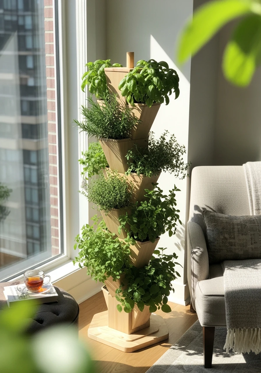 Herb Tower Planter - 50 Herb Garden Ideas for a Beautiful, Budget-Friendly Home