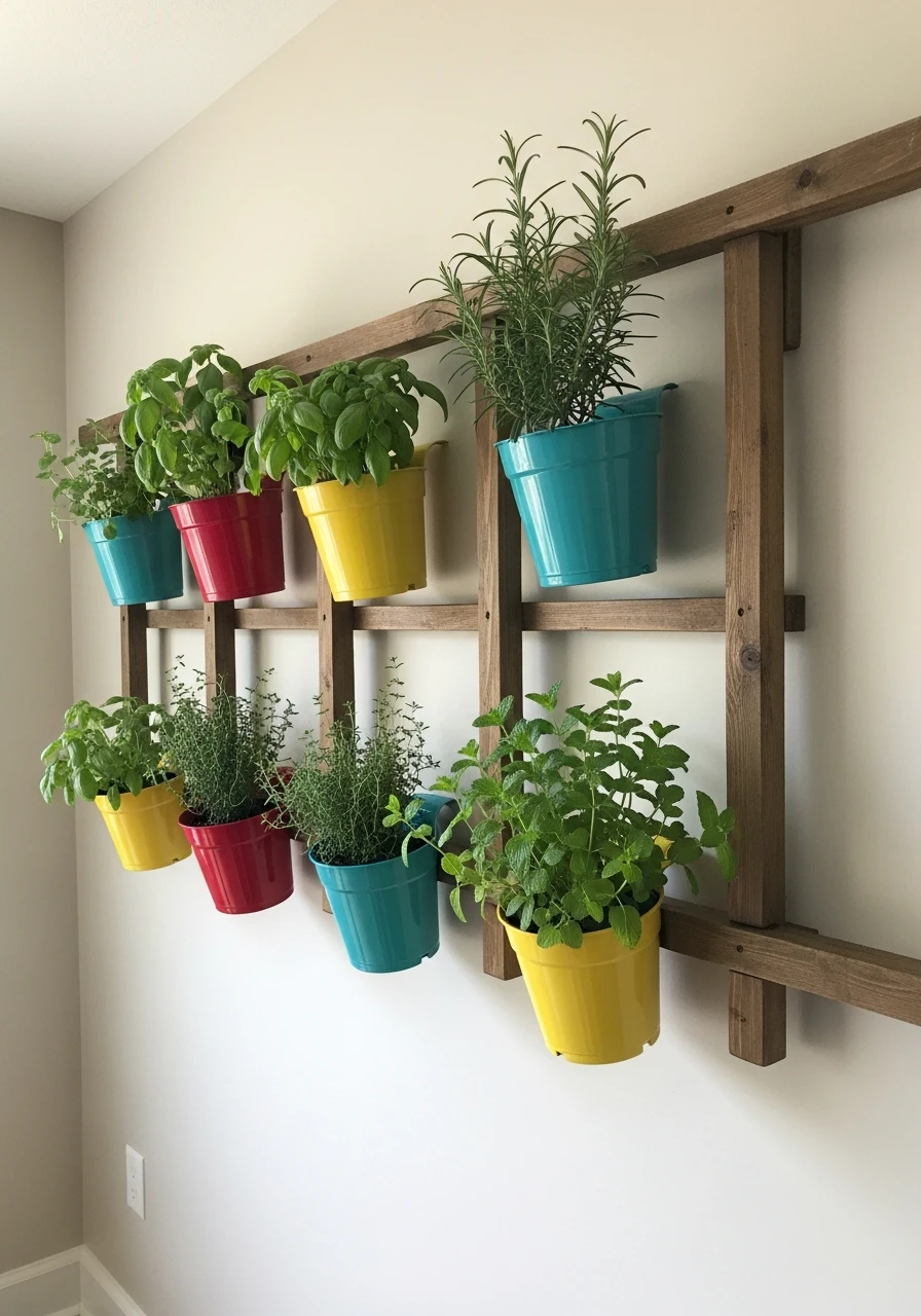 Hanging Ladder Herbs - 50 Herb Garden Ideas for a Beautiful, Budget-Friendly Home